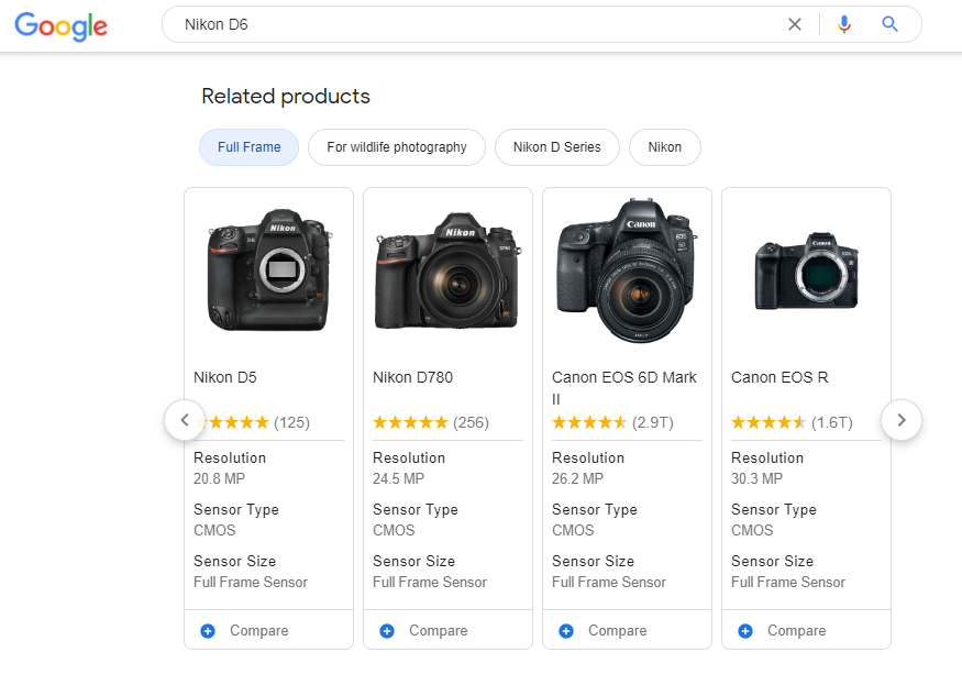 Product Comparison on Google SERP