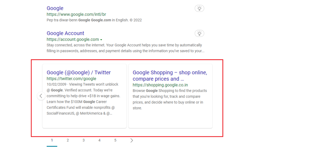 Bing is Testing Results in Carousel Format